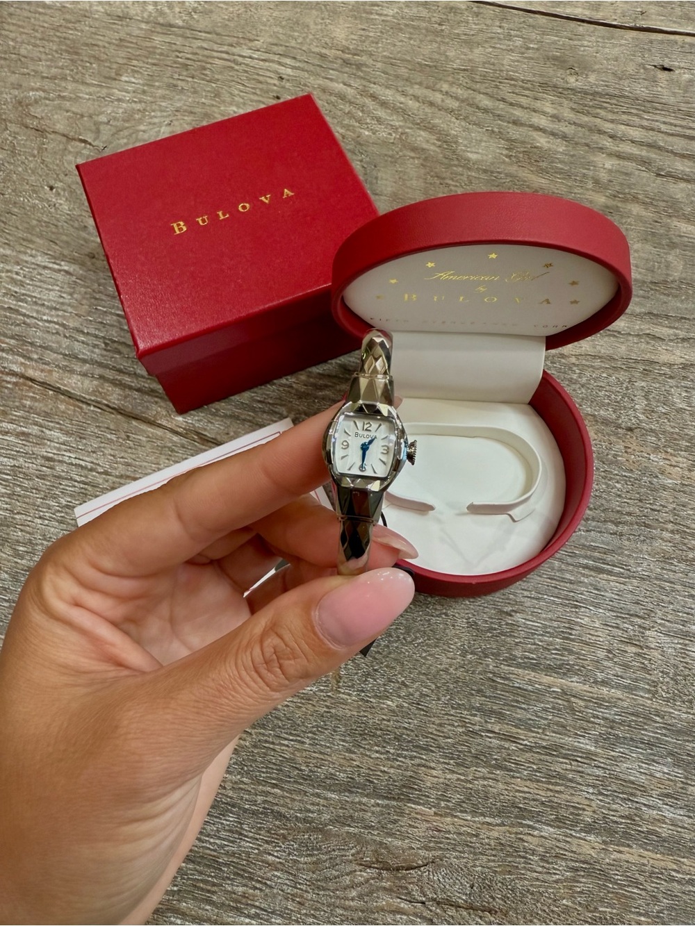 Bulova Silver Bracelet Watch with Blue Hands